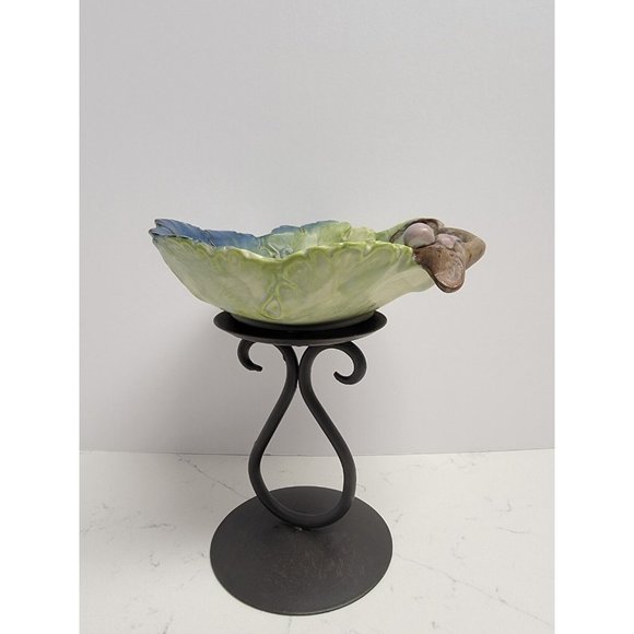 VTG Green Grape Leaf Takahashi San Francisco Pottery Ceramic Majolica Style Bowl - Picture 10 of 16